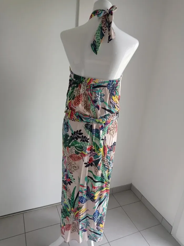 Magnifique robe longue imprimé fantaisie coloré dos nu avec lien attache cou T.M Promod - photo numéro 4
