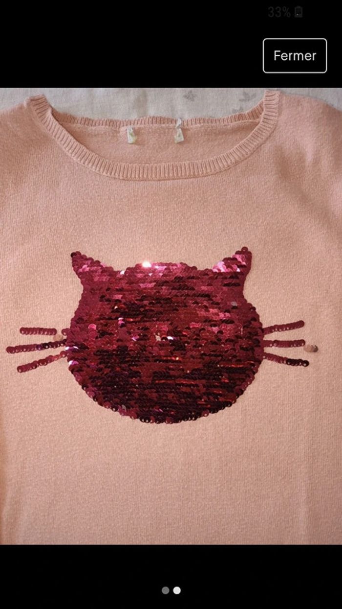 Pull rose avec sequin vertbaudet - photo numéro 2
