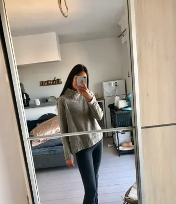 Pull col roulé gris anthracite clair chaud h&m