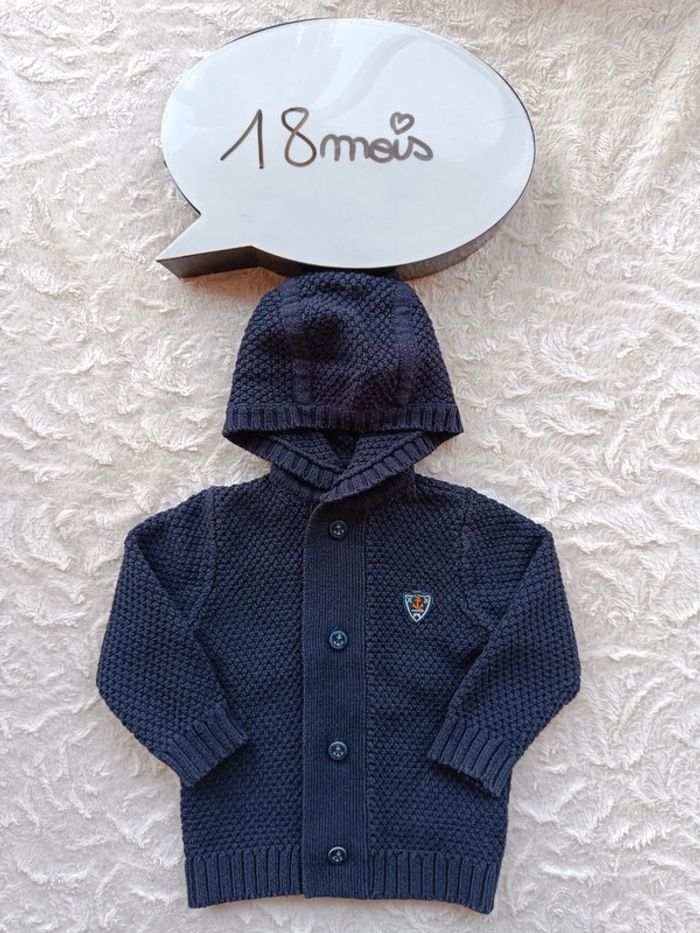 Gilet maille avec capuche Garçon 18 mois Vertbaudet