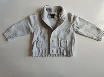 Veste gilet gris clair avec col 18 mois