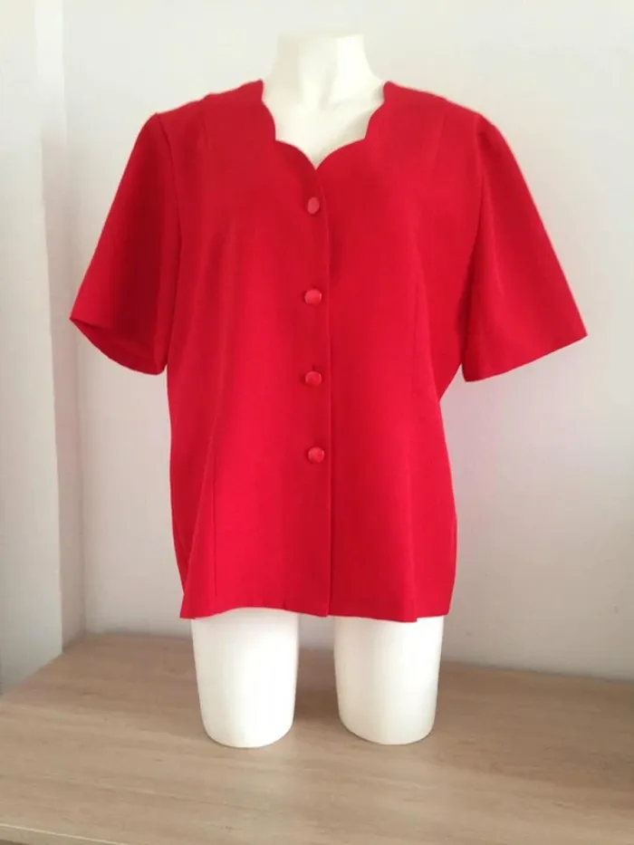 Blouse col rond coquillage manches courtes 40/42 Afibel