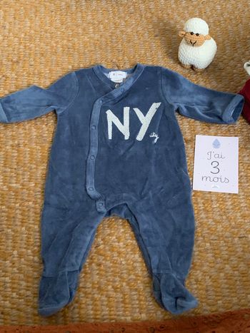 Pyjama manches longues 3 mois en velours