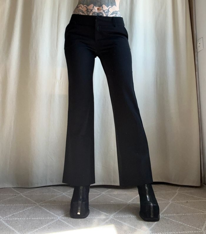 Pantalon noir jambes larges Goth Officecore vintage y2k - Taille S
