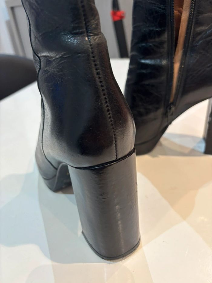 Bottines à talons carré en cuir minelli taille 38 - photo numéro 12