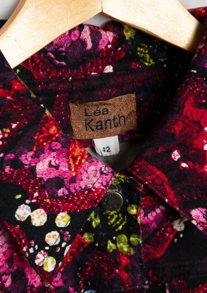 Veste en jean imprimé fleurs Vintage• Denim Jacket floral print Léa Kanth Taille 42 - photo numéro 6