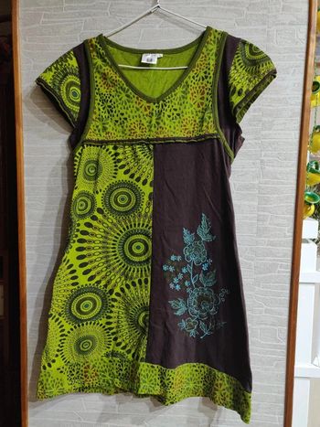Robe d'été verte et marron