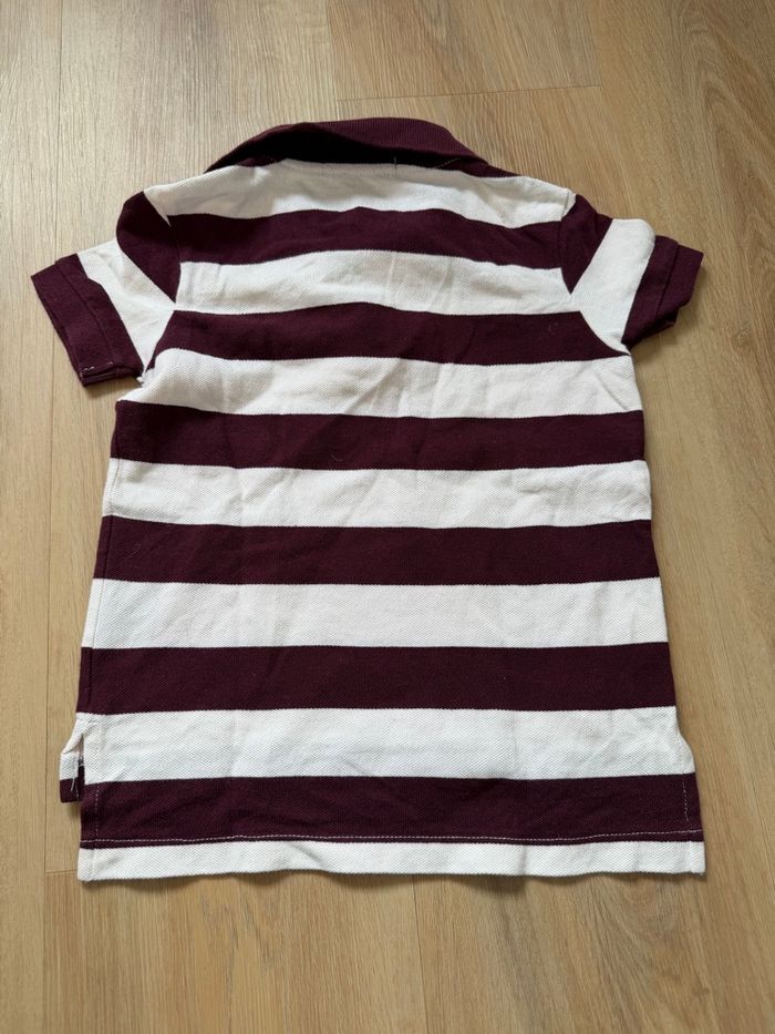 Polo Ralph Lauren enfant – Rayé bordeaux & blanc – Taille 4 ans - photo numéro 2