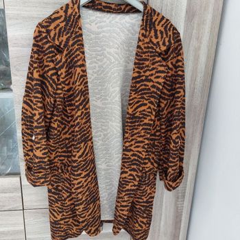 Veste chemise zèbre col châle