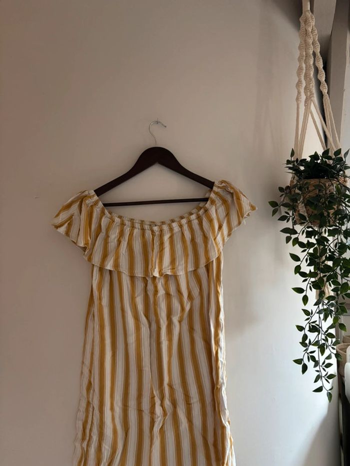 Robe rayée épaules dénudées - Stradivarius - Taille L - photo numéro 4