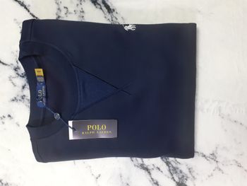 Sweat col rond RALPH LAUREN - Taille L - Couleur bleu logo brodé blanc - NEUF