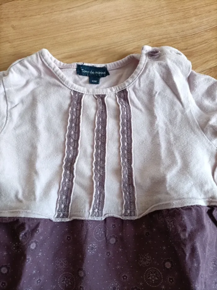 Ensemble t-shirt et jegging rose et violet taille 12 mois - photo numéro 2