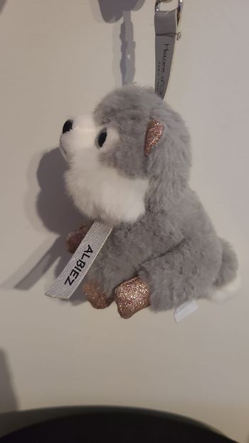 Peluche husky chien HISTOIRE D'OURS Glitter pailleté rose Val Thorens