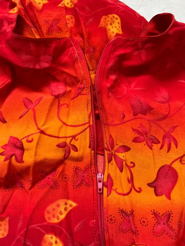 Robe mi longue fleurs effet tie dye y2k vintage annees 2000 - Taille S - photo numéro 6