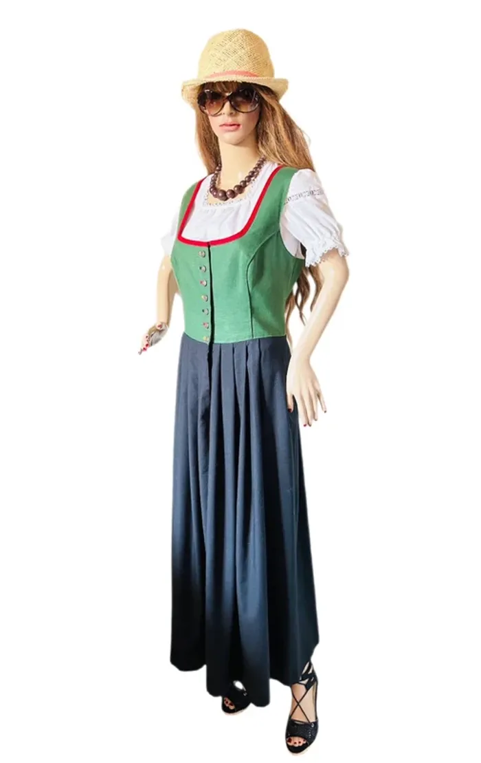🌿💐Robe vintage traditionnelle Dirndl XL/42 cottagecore Oktoberfest Trachten Austrian long dress💐🌿 - photo numéro 6