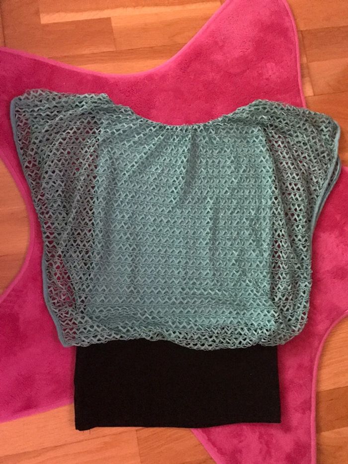 Haut « filet » vert et noir - photo numéro 3