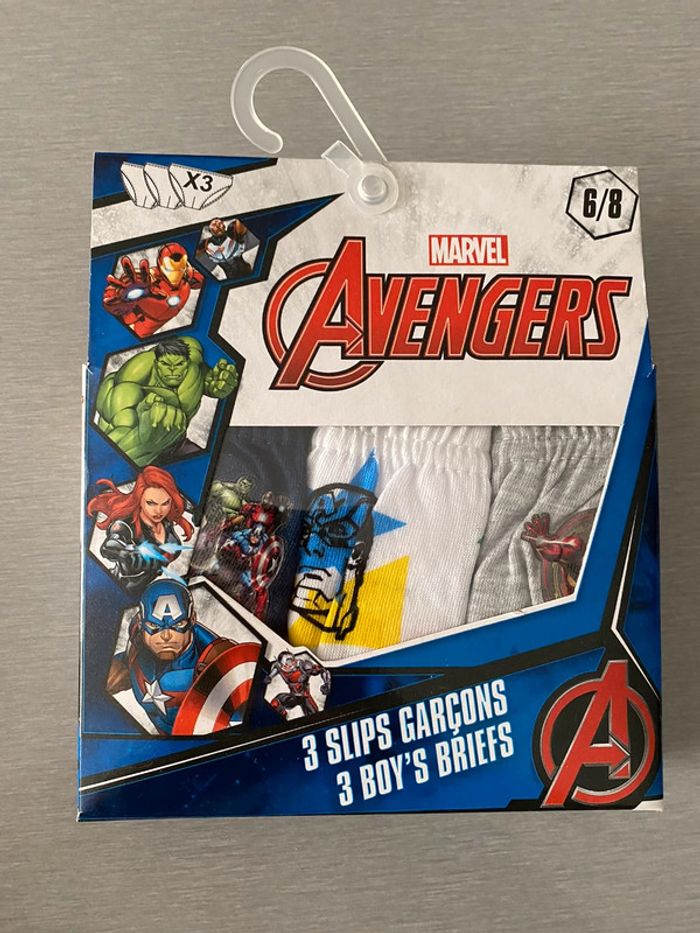 3 slips Avengers Marvel 6/8 ans