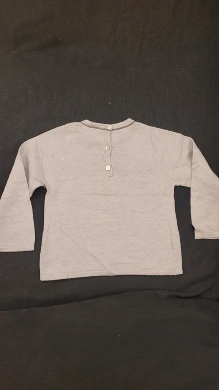 Pull gris fin imprimé chat 5% angora état neuf - photo numéro 2