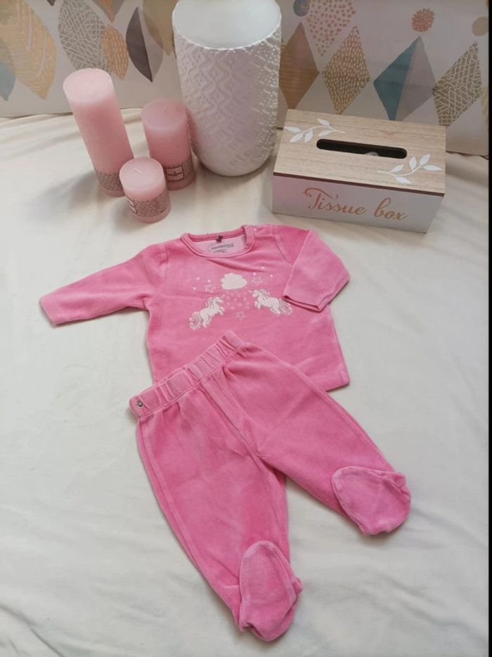 Pyjama deux pièces velours licornes Orchestra fille 6 mois