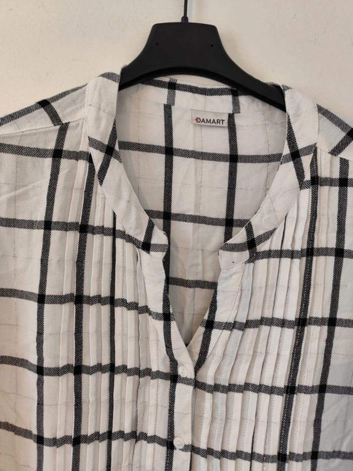 Blouse chemise blanche quadrillée taille 54 Damart - photo numéro 3