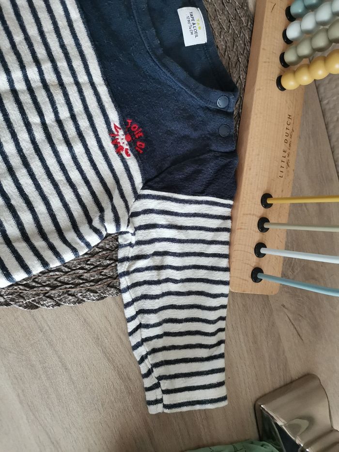 Petit pull léger 12 mois Tao tape à l'œil marinière - photo numéro 3