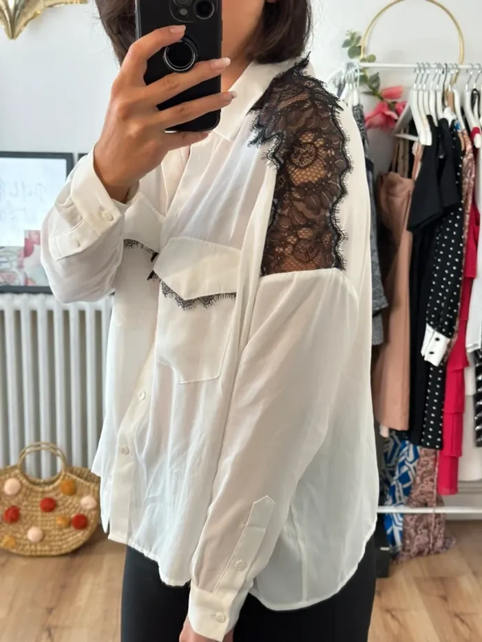 Chemiser The Kooples blanc et noir taille 36 - photo numéro 4