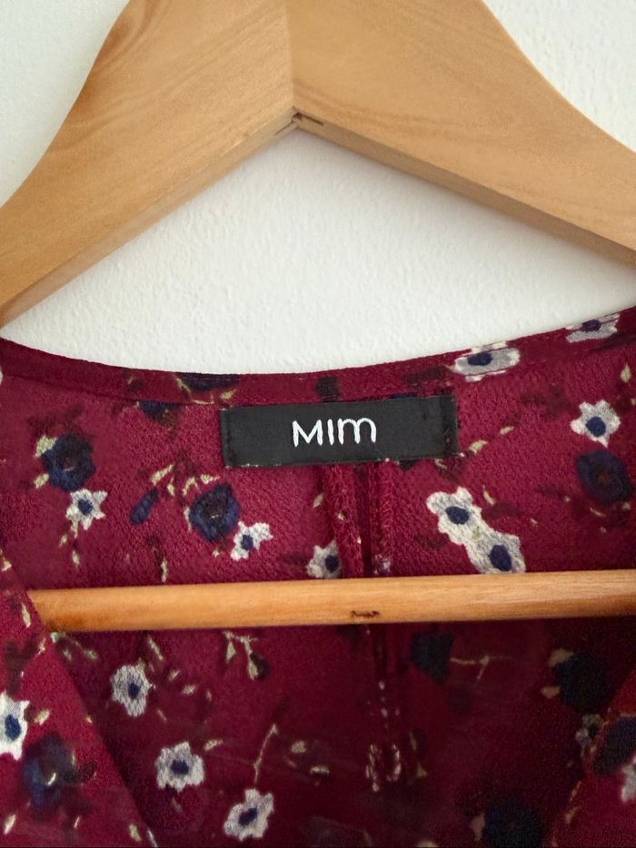 Robe droite manches 3/4 Bordeaux à motifs fleuri mim taille 38 M - photo numéro 6