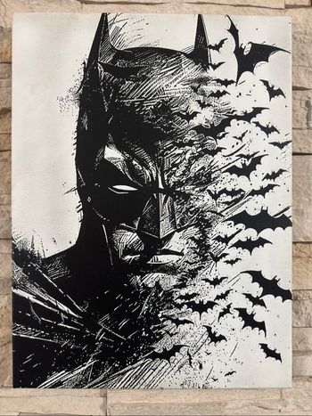 Tableau Batman noir et blanc en toile 30x40cm – Style comics dark