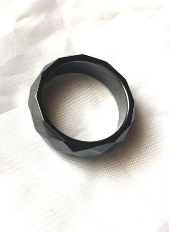 Bague Anneau Texture Géométrique Losanges Noir Bijou Hématite Hommes Femmes
