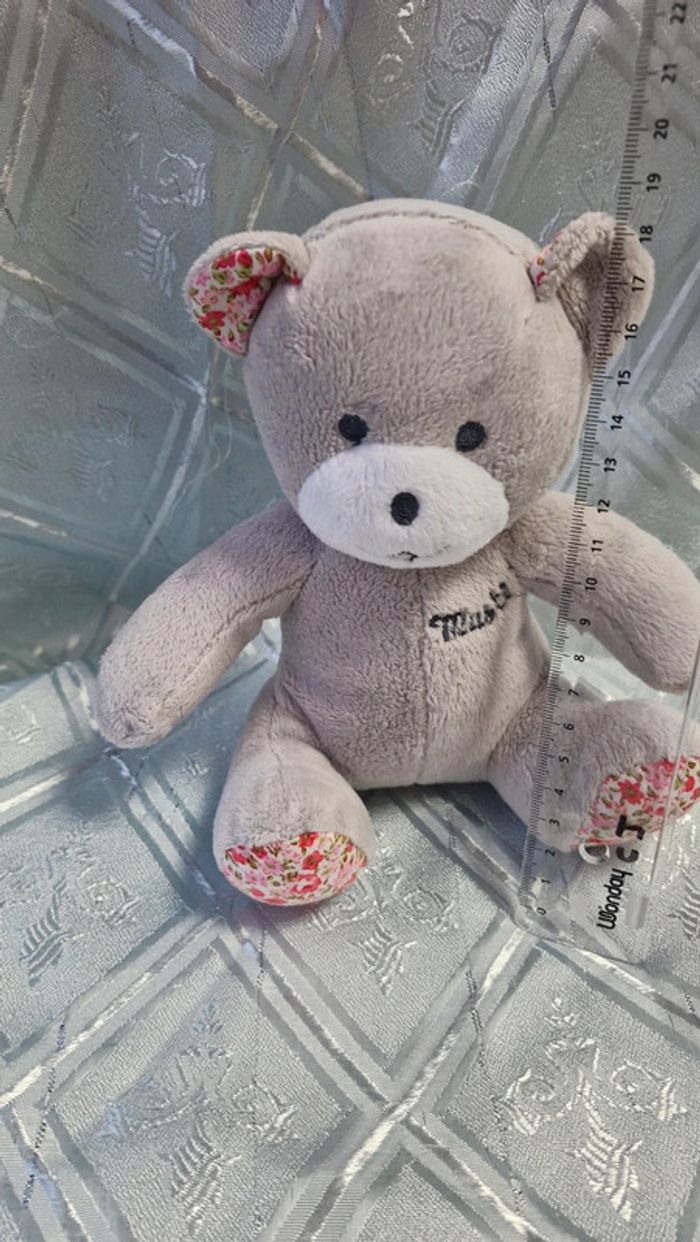 Ourson  Musti fleurs roses - photo numéro 3