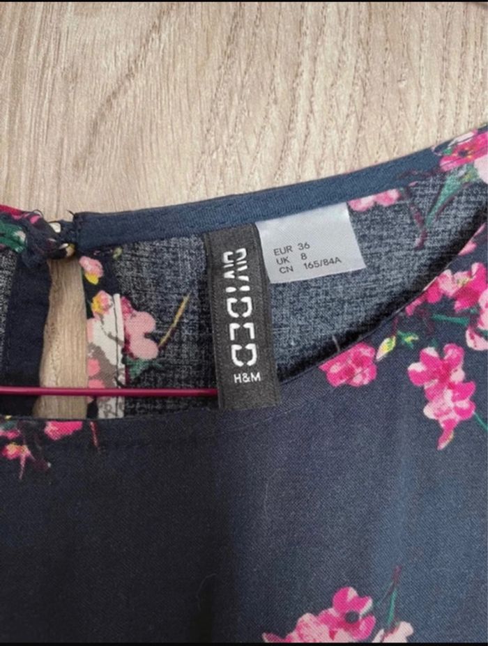 Robe légère marine fleuris rose - photo numéro 3
