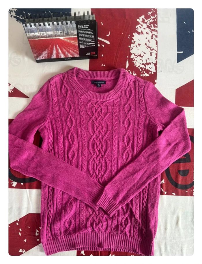 Pull Torsadé Tommy Hilfiger taille xs rose fushia - photo numéro 2