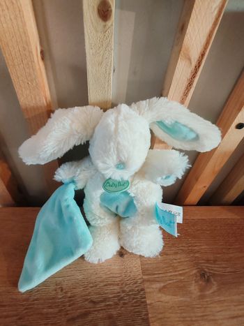Lapin baby nat blanc et bleu turquoise
