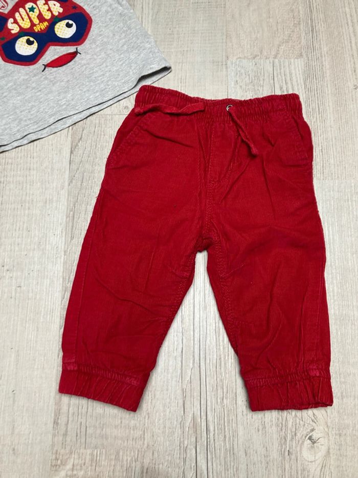 Ensemble 2P gris et rouge 3 mois - photo numéro 2