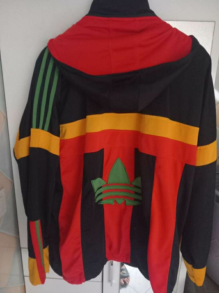 veste zippée à capuche adidas vintage Rare couleurs rasta jaune rouge vert noir taille L