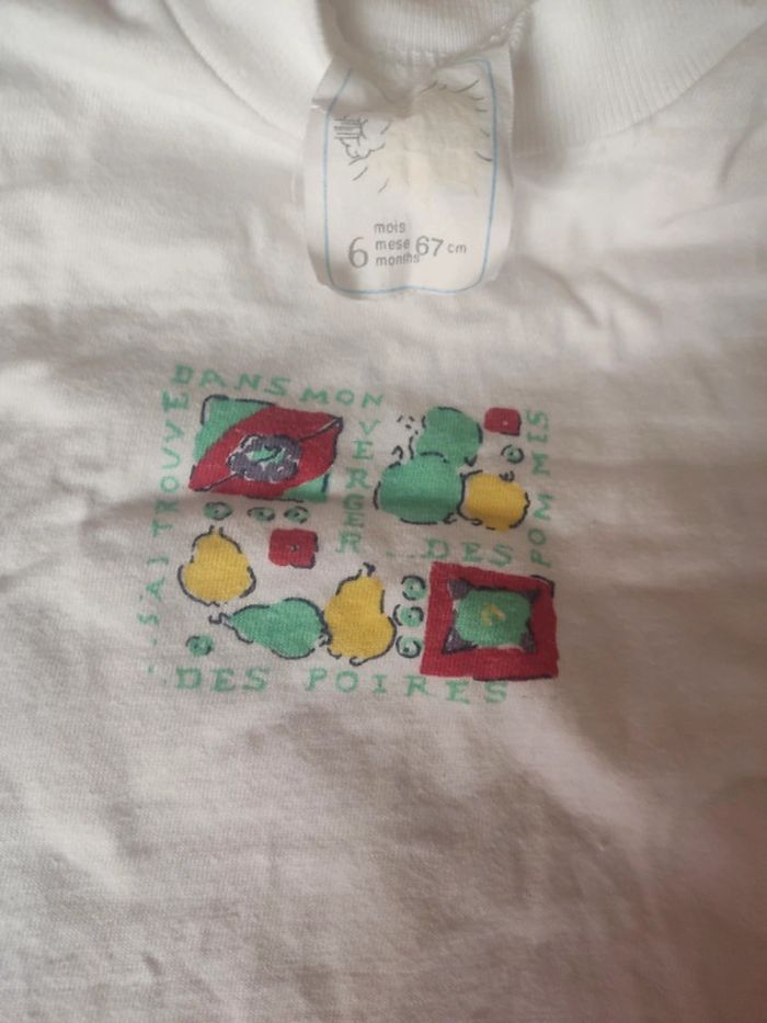 Lot 2 tee shirt blanc motif fruits 6 mois - photo numéro 2
