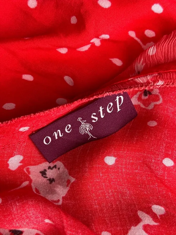 Robe d’été coloré décolleté blanche rouge fleurie légère doublée one step 36/S - photo numéro 5