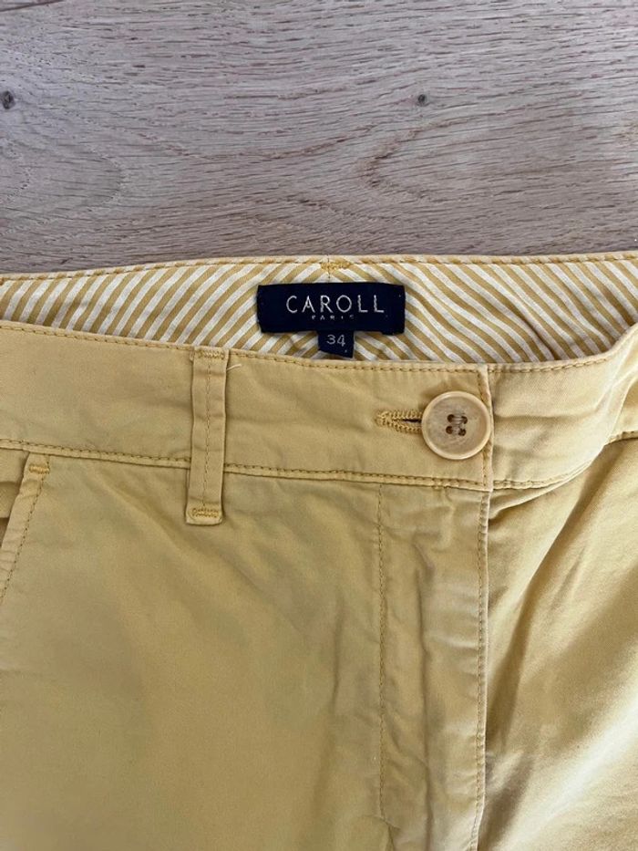 Pantalon chino paperbag jaune Caroll taille 34 #EmmaLilleXS34 - photo numéro 3