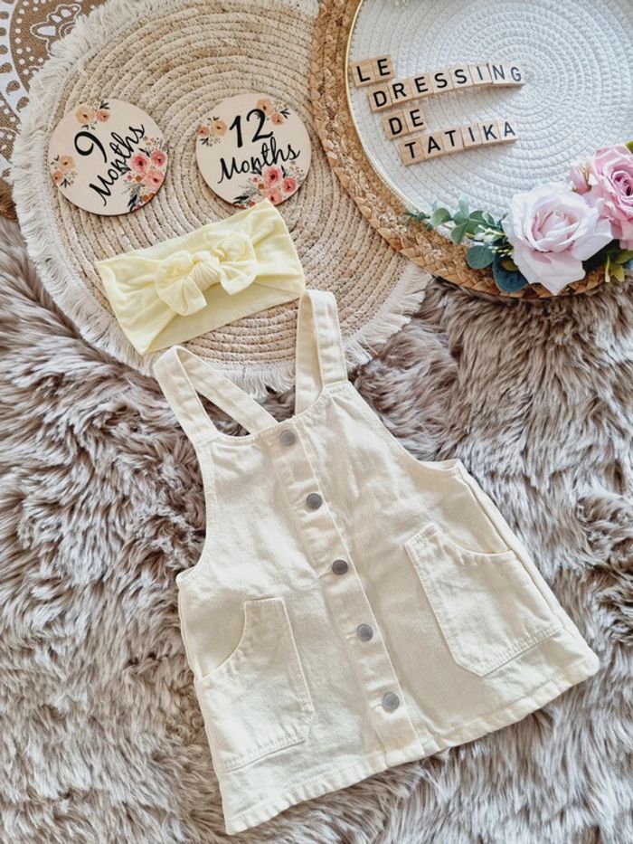 Robe en jean salopette jaune pastel 9mois 12mois Zara