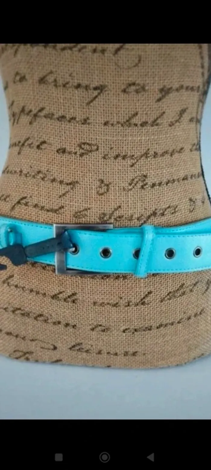 Ceinture bleu effet multi boucles 85 cm femme - photo numéro 7