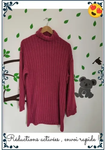 Robe pull rose femme L