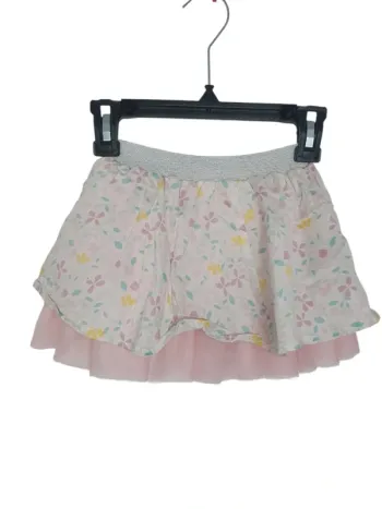 Jupe blanche fleurs rose tulle taille 2 à 3 ans