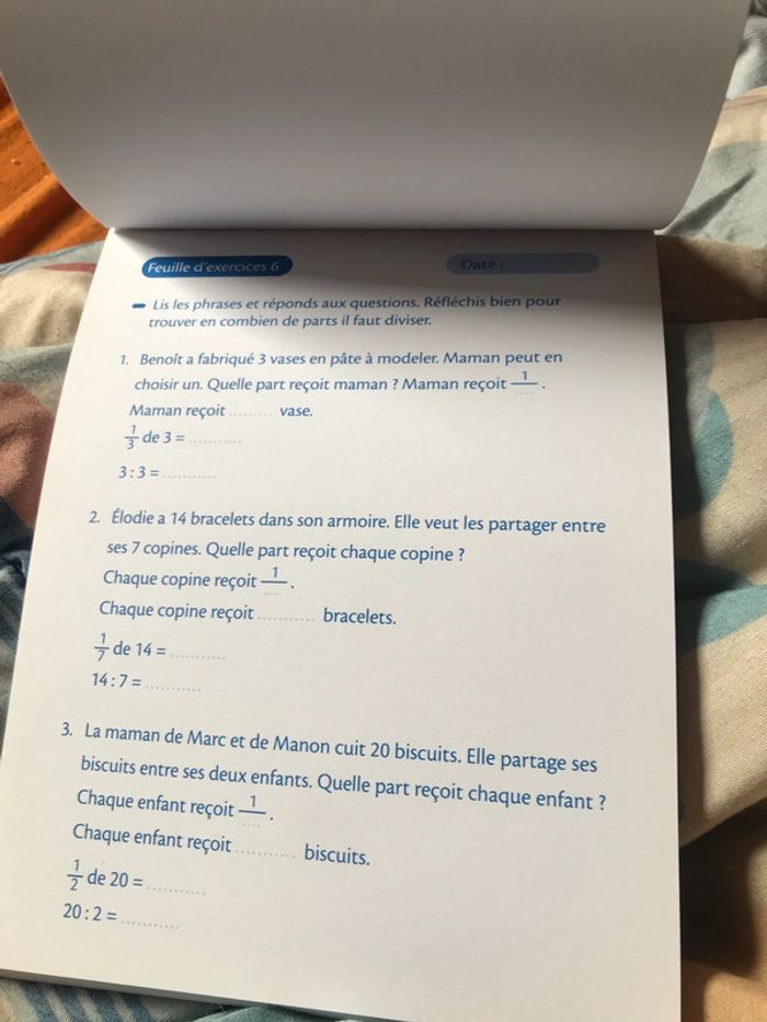 Feuilles d’exercices fractions 8-9 ans ce2 - photo numéro 6