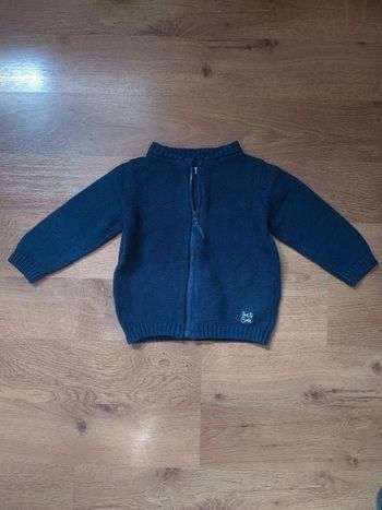Pull gilet à zip Gémo 12 mois bleu marine