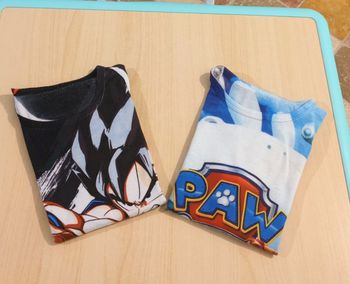 Tee-shirts légers 🌈 pat patrouille 🐾 et Dragon ball Z 🎈