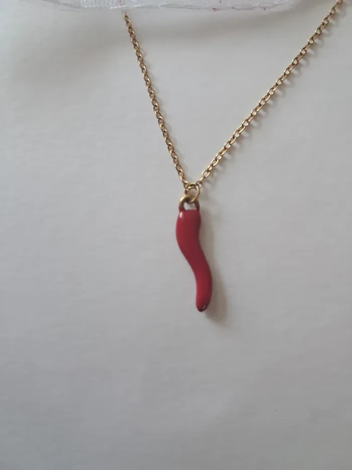 Collier piment corne porte bonheur chance