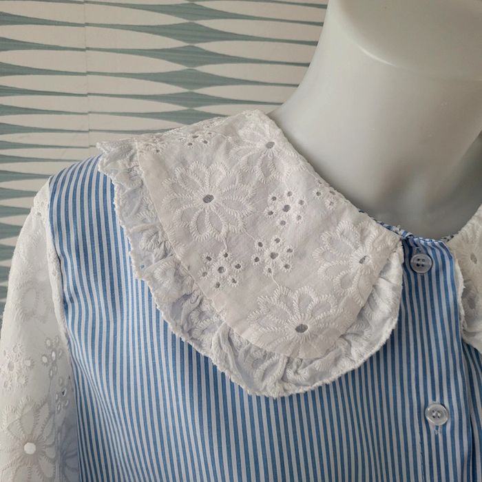 Chemise rayée à col et manches en dentelle neuve avec étiquette TU (44/50) Pépouz' by Loicïa Curve - photo numéro 6