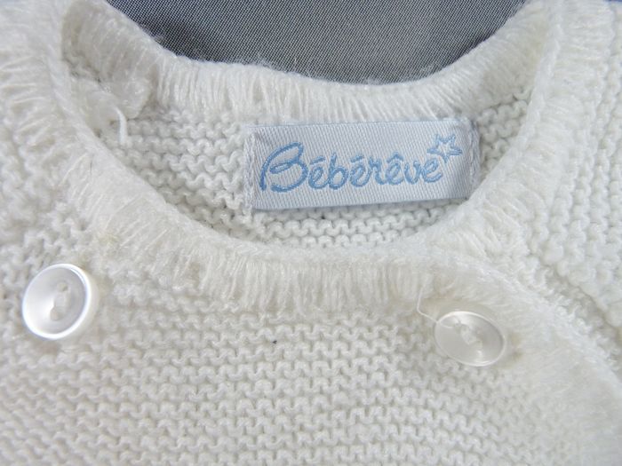 Gilet brassière tricot blanc Bébérêve 0 mois 50 cm mixte - photo numéro 2
