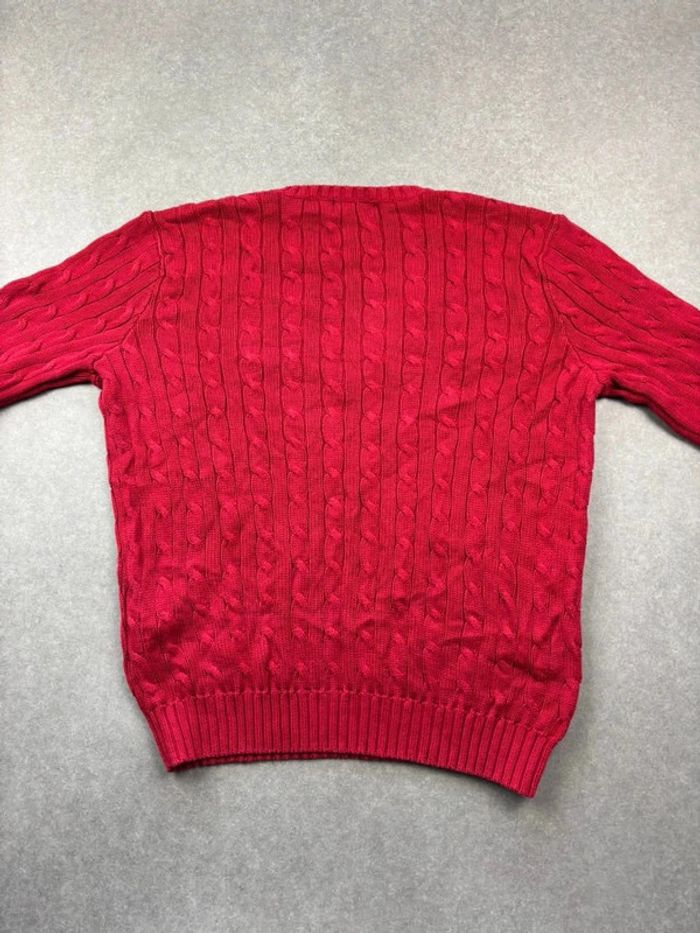 Pull d’hiver torsadé en maille Ralph Lauren rouge col V taille XL femme - photo numéro 3