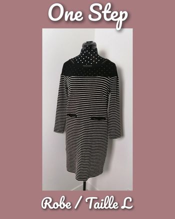 Robe marine noir blanc rayures Taille L One Step